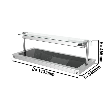GGM Gastro Commercial Drop-in Hot Plate - Stainless Steel - 1500mm - 4x GN 1/1 - 1.8 kW - with Toughened Glass Sneeze Screen
