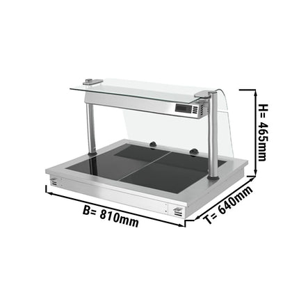 GGM Gastro Commercial Drop-in Hot Plate Stainless Steel - 800mm - 2x GN 1/1 - 0.9 kW - with Toughened Glass Sneeze Screen