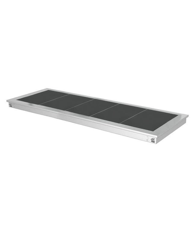 GGM Gastro Commercial Drop-in Hot Plate - Stainless Steel - with Ceramic Glass Surface - 1800mm - 5x GN 1/1 - 2.25 kW