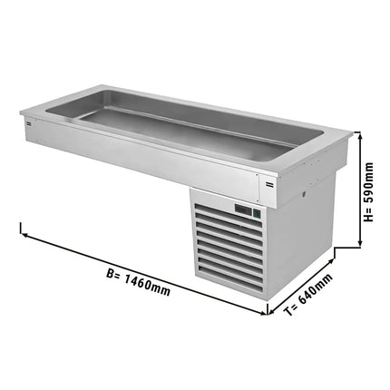 GGM Gastro Commercial Drop-in Refrigerated Well - 1500mm - +2 to +8°C - 4x GN 1/1 - 390W