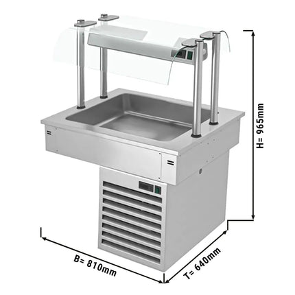 GGM Gastro Commercial Drop-in Refrigerated Well - 800mm - +2 to +8°C - 2x GN 1/1 - 190W - with Glass Sneeze Guard