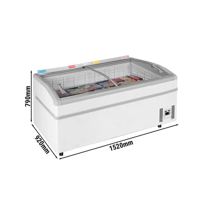 GGM Gastro Commercial Dual-Temperature Island Chiller/Freezer - 1520x920mm - 400 Litres - Curved Glass Sliding Lids