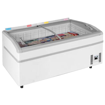 GGM Gastro Commercial Dual-Temperature Island Chiller/Freezer - 1520x920mm - 400 Litres - Curved Glass Sliding Lids