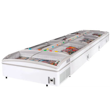 GGM Gastro Commercial Dual-Temperature Island Chiller/Freezer - 1520x920mm - 400 Litres - Curved Glass Sliding Lids