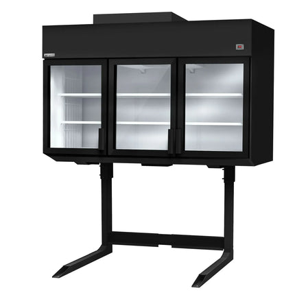 GGM Gastro Commercial dual‑temperature multideck display - 2100mm - 594L - with 4 double‑glazed hinged doors & 6 shelves - Black