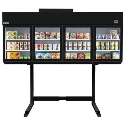 GGM Gastro Commercial dual‑temperature multideck display - 2500mm - 650L - with 4 double‑glazed hinged glass doors & 6 shelves - Black