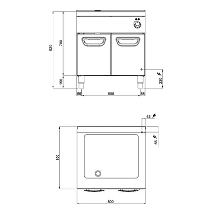 GGM Gastro Commercial Electric Bratt Pan - 9.6kW - 24L - 800mm
