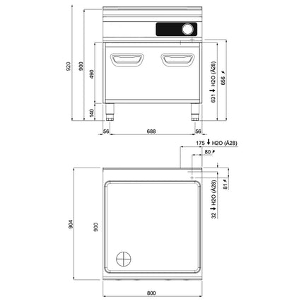 GGM Gastro Commercial Electric Bratt Pan - 9.6kW - 24L - 800mm - Bflex Digital