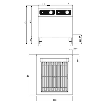 GGM Gastro Commercial Electric Chargrill Paolo 900 - 10.8kW - Freestanding - Bflex Digital Controls - 900mm Deep
