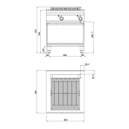 GGM Gastro Commercial Electric Chargrill Paolo 900 Series - 10.8kW - Freestanding - with Leg Stand - 900mm Deep