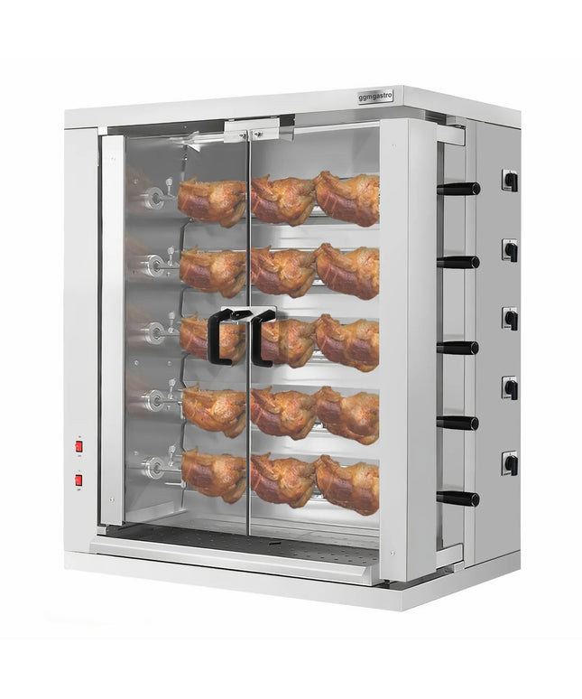 GGM Gastro Commercial Electric Chicken Rotisserie Oven - 16.5kW - with 5 Skewers for up to 30 chickens