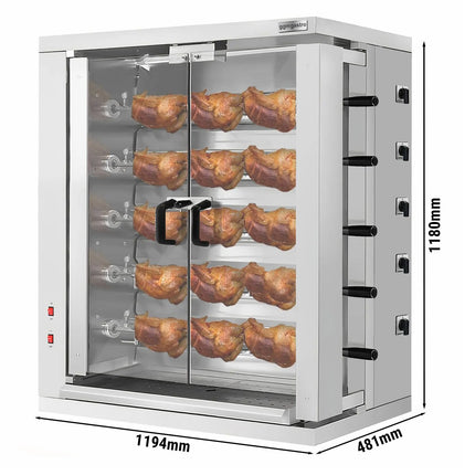 GGM Gastro Commercial Electric Chicken Rotisserie Oven - 16.5kW - with 5 Skewers for up to 30 chickens