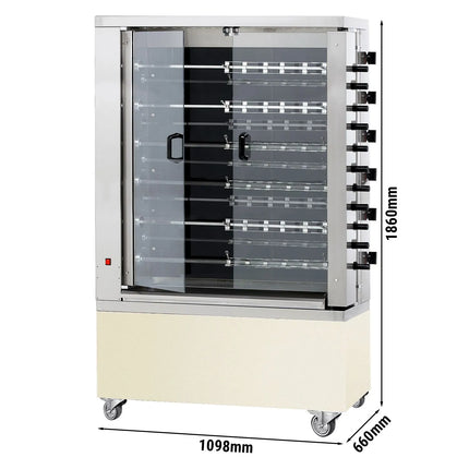 GGM Gastro Commercial Electric Chicken Rotisserie Oven - Glass-Ceramic - 28.8kW - with 11 Skewers for up to 66 chickens