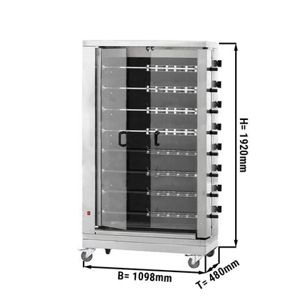 GGM Gastro Commercial Electric Chicken Rotisserie Oven - Glass-Ceramic - 38.4kW - with 8 Skewers for up to 48 chickens