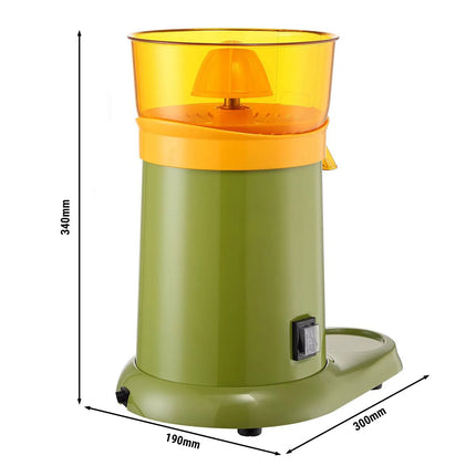 GGM Gastro Commercial Electric Citrus Juicer - 180W - 4.24kg - with press arm, dishwasher-safe removable parts, anti-drip spout - Aluminium & Stainless Steel