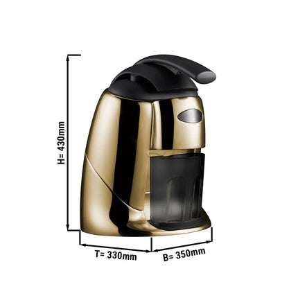 GGM Gastro Commercial Electric Citrus Juicer - 570W - 14.5kg - with press arm, interchangeable cones, dishwasher-safe parts - Gold (Double)