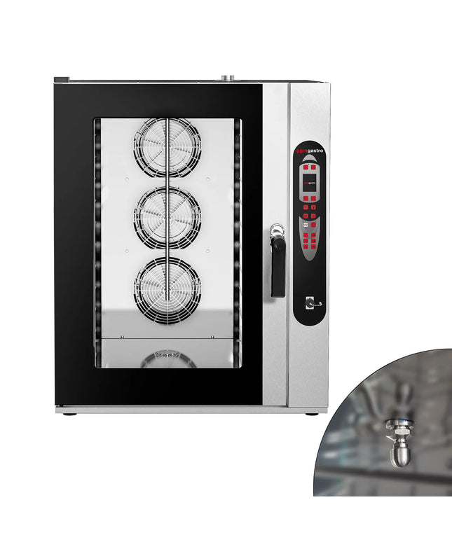 GGM Gastro Commercial Electric Combi Oven - Digital Controls - 10x GN 2/1 or 20x GN 1/1 - incl. Automatic washing system, Wi‑Fi & USB, Hand shower, Core temperature probe, Direct steam injection