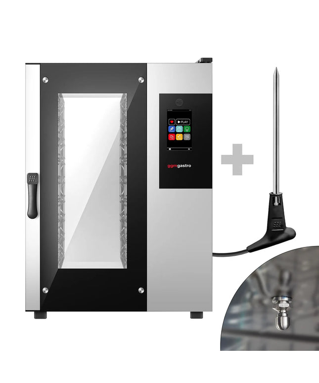 GGM Gastro Commercial Electric Combi Oven - Touchscreen Controls - 10x GN 1/1 - incl. Automatic washing system, Core temperature probe, HACCP monitoring, USB