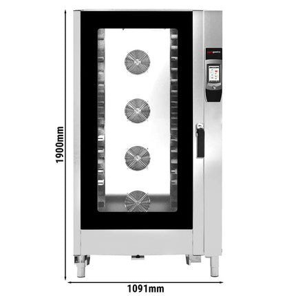 GGM Gastro Commercial Electric Combi Oven - Touchscreen Controls - 17.8 cm touchscreen display - 40x GN 1/1 or 20x GN 2/1 - incl. Automatic washing system, Core temperature probe & Tray trolley
