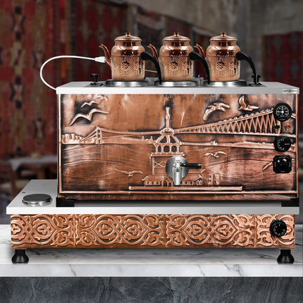 GGM Gastro Commercial Electric Copper Tea Urn - 870mm - 33 Litres - Istanbul Design