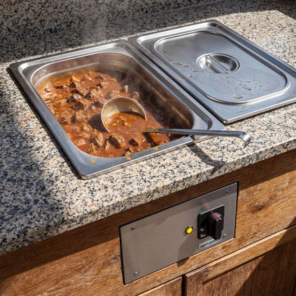 GGM Gastro Commercial Electric Drop-in Bain Marie – 1.5 kW – 1 × GN 1/1 - with drain tap