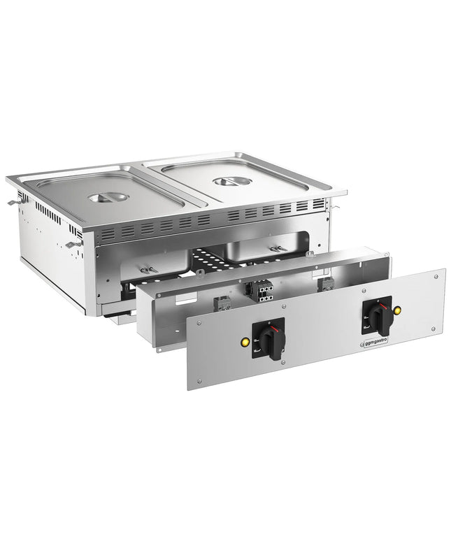 GGM Gastro Commercial Electric Drop-in Bain Marie – 3 kW – 2 × GN 1/1 - with drain tap
