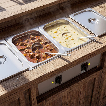 GGM Gastro Commercial Electric Drop-in Bain Marie – 3 kW – 2 × GN 1/1 - with drain tap