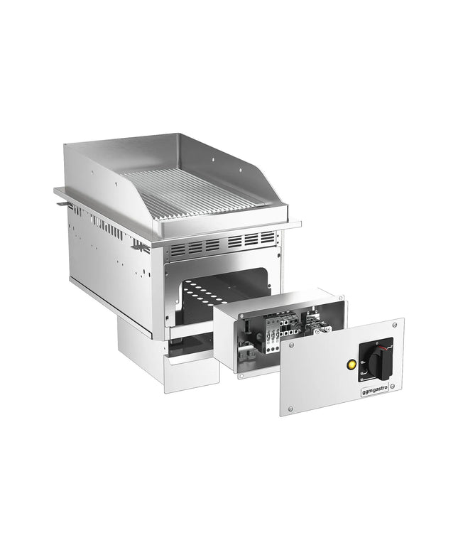 GGM Gastro Commercial Electric Drop-in Griddle – 4.5 kW – Ribbed - Cooking Area: 344x484 mm