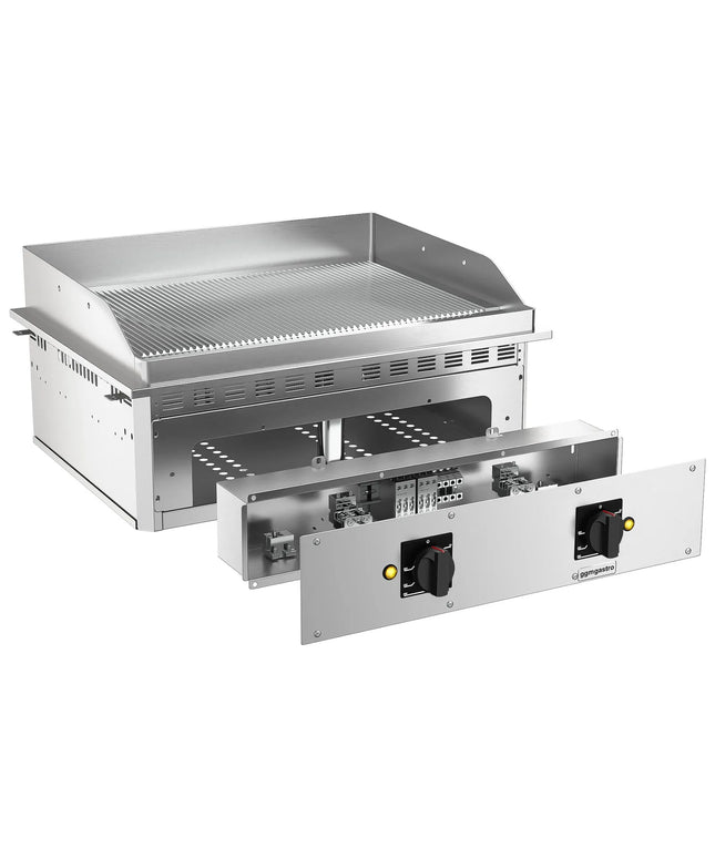 GGM Gastro Commercial Electric Drop-in Griddle – 9 kW – Ribbed - Cooking Area: 693x484 mm