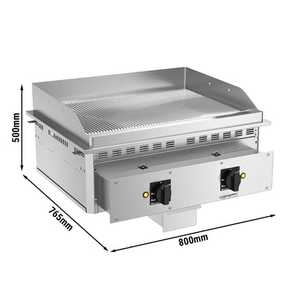 GGM Gastro Commercial Electric Drop-in Griddle – 9 kW – Ribbed - Cooking Area: 693x484 mm