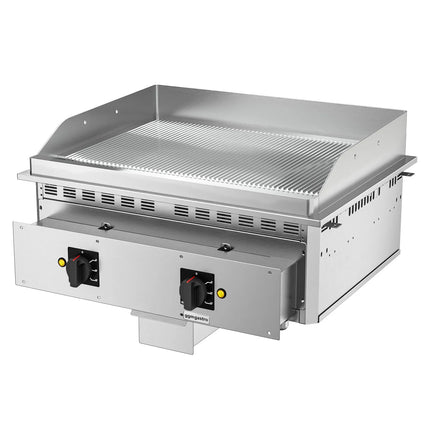 GGM Gastro Commercial Electric Drop-in Griddle – 9 kW – Ribbed - Cooking Area: 693x484 mm