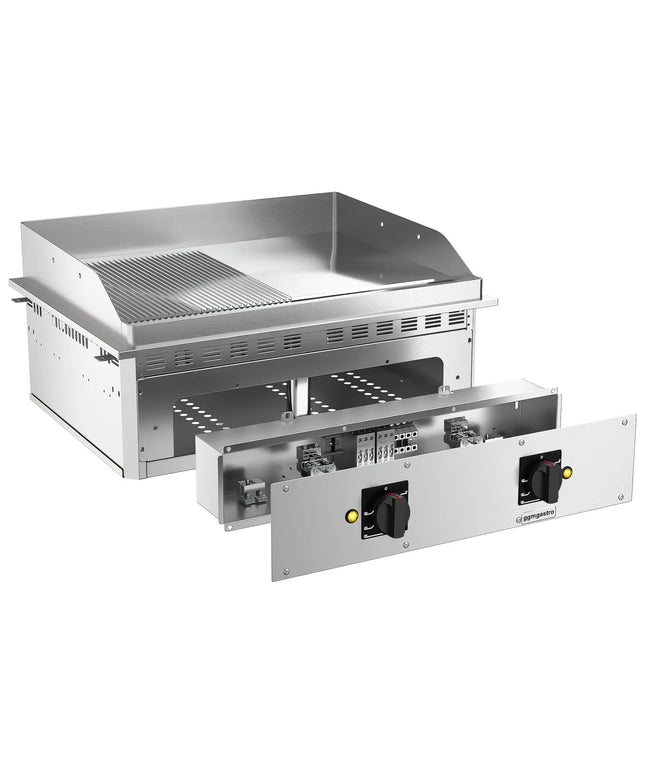 GGM Gastro Commercial Electric Drop-in Griddle – 9 kW – Smooth & Ribbed - Cooking Area: 800 x 765 mm
