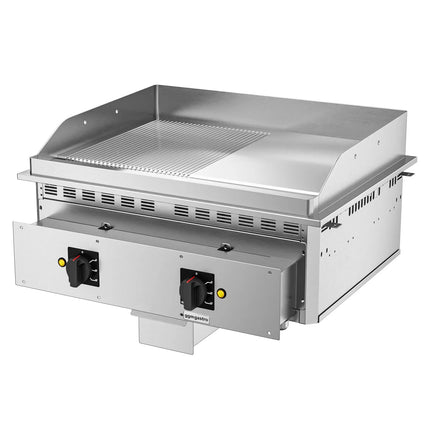GGM Gastro Commercial Electric Drop-in Griddle – 9 kW – Smooth & Ribbed - Cooking Area: 800 x 765 mm