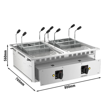 GGM Gastro Commercial Electric Drop-in Pasta Cooker – 13+13 L – 15 kW - with drain tap - incl. 6 Baskets