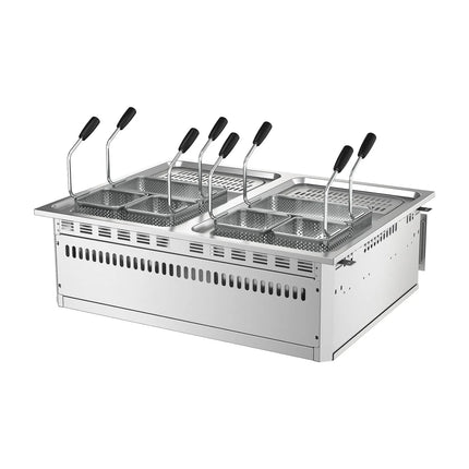GGM Gastro Commercial Electric Drop-in Pasta Cooker – 13+13 L – 15 kW - with drain tap - incl. 6 Baskets