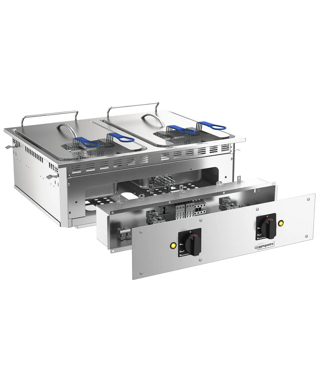 GGM Gastro Commercial Electric Drop-in Twin Tank Fryer - 13+13 L - 24kW  - with drain tap