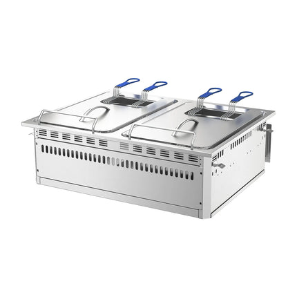 GGM Gastro Commercial Electric Drop-in Twin Tank Fryer - 13+13 L - 24kW  - with drain tap