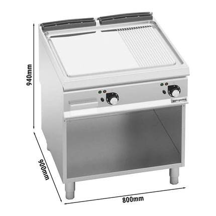 GGM Gastro Commercial Electric Griddle - 13.2kW - Smooth/Ribbed Plate (half & half) - on Stand
