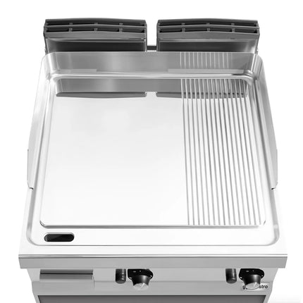GGM Gastro Commercial Electric Griddle - 13.2kW - Smooth/Ribbed Plate (half & half) - on Stand