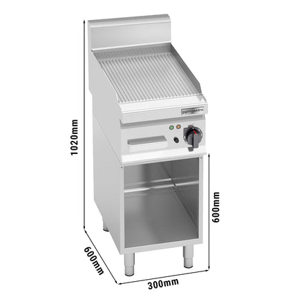 GGM Gastro Commercial Electric Griddle - 4.0kW - Ribbed Plate - Cooking area: 296x430mm - on Stand