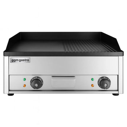 GGM Gastro Commercial Electric Griddle - 4.4kW - Smooth/Ribbed Plate (half & half) - Cooking area: 600x335mm