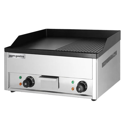 GGM Gastro Commercial Electric Griddle - 4.4kW - Smooth/Ribbed Plate (half & half) - Cooking area: 600x335mm