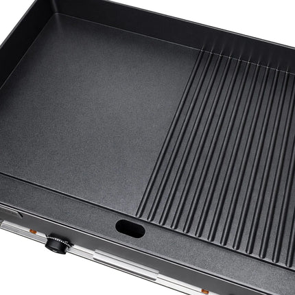 GGM Gastro Commercial Electric Griddle - 4.4kW - Smooth/Ribbed Plate (half & half) - Cooking area: 600x335mm