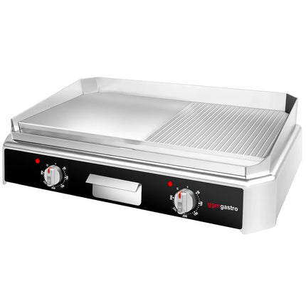 GGM Gastro Commercial Electric Griddle - 5.0kW - Smooth/Ribbed Plate (half & half) - Cooking area: 790x445mm