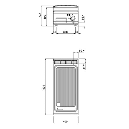 GGM Gastro Commercial Electric Griddle - 6.6kW - Ribbed Plate