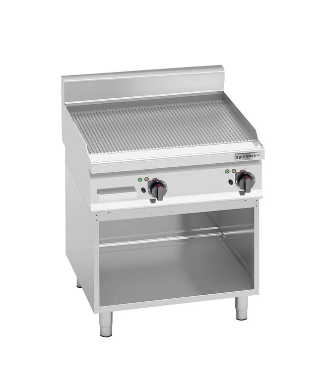 GGM Gastro Commercial Electric Griddle - 8.0kW - Ribbed Plate - Cooking area: 596x430mm - on Stand