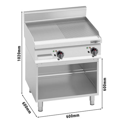 GGM Gastro Commercial Electric Griddle - 8.0kW - Smooth/Ribbed Plate (half & half) - Cooking area: 596x430mm - on Stand