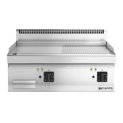 GGM Gastro Commercial Electric Griddle - 9.0kW - Smooth/Ribbed Plate (half & half) - Cooking area: 595x500mm