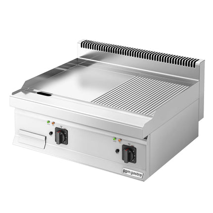 GGM Gastro Commercial Electric Griddle - 9.0kW - Smooth/Ribbed Plate (half & half) - Cooking area: 595x500mm