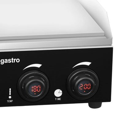 GGM Gastro Commercial Electric Griddle - with Digital Temperature Display - 2.2kW - Smooth Plate - Cooking area: 520x330mm
